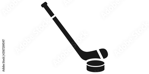 Photography Ice hockey stick and puck silhouette for winter sports equipment art