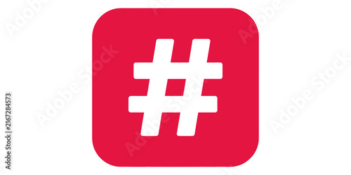 Quadro su tela Hashtag symbol red square social media icon for trending topics and tags