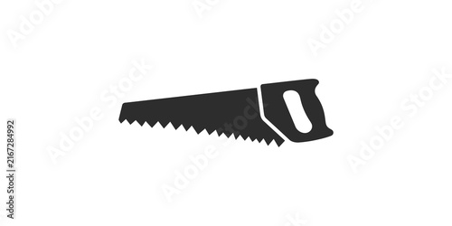 Foto Manual hand saw tool icon black silhouette for construction work tasks