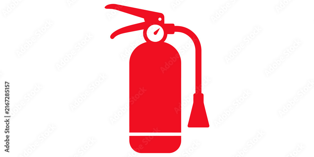 Obraz premium Red fire extinguisher safety icon for emergency protection and tools.