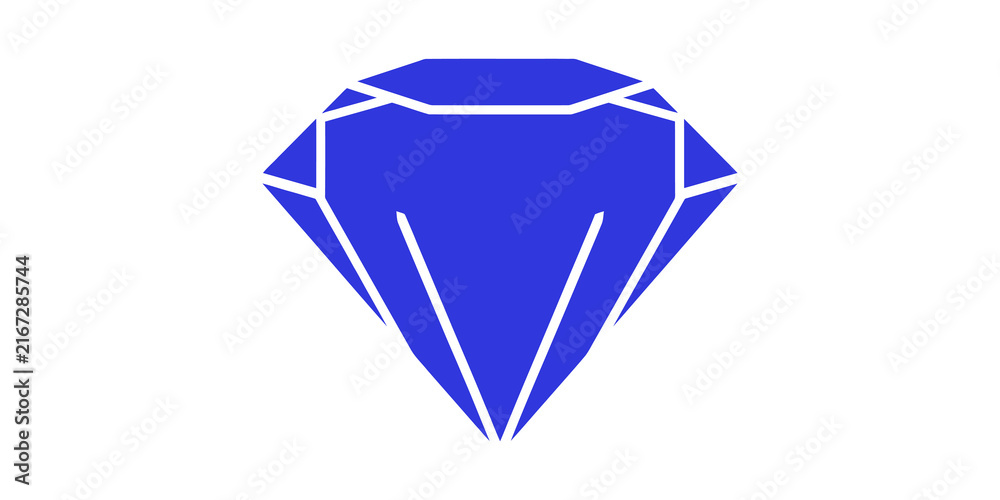 Fototapeta premium Blue diamond icon graphic featuring sharp geometric facets for logotype.