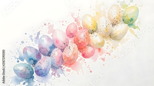 Watercolor Easter eggs diagonal