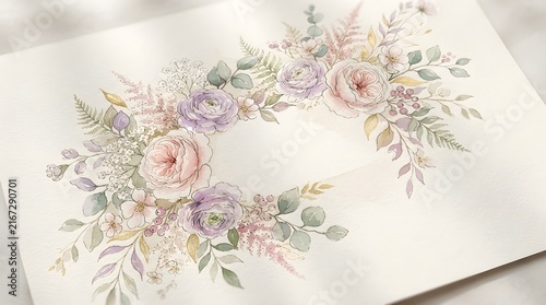 Watercolor floral bouquet greeting
