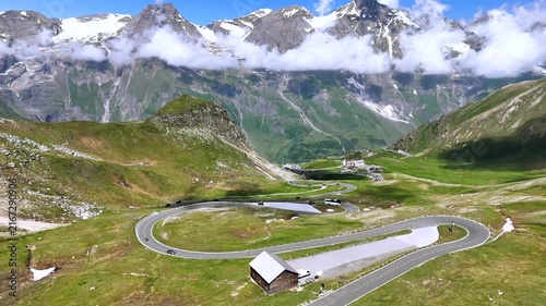 Drone View Over Grossglockner High Alpine Road in Austria in Summer
