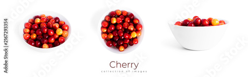 Cuadro en lienzo Cherry isolated on a white background