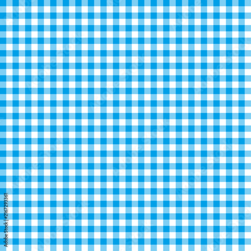 Cyan Blue gingham check pattern background, cute seamless pastel grid texture