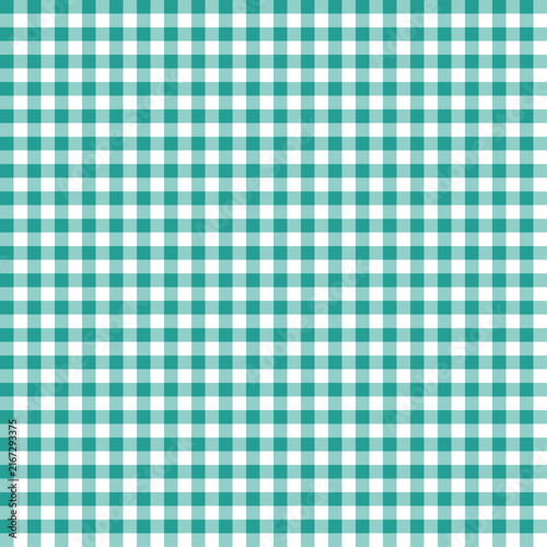 Teal Blue gingham check pattern background, cute seamless pastel grid texture