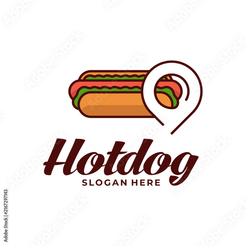 Hotdog Point Location Fast Food Vector Logo. Perfect for food trucks, street food vendors, restaurants, takeaway spots, and culinary branding.