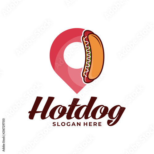 Hotdog Point Location Fast Food Vector Logo. Perfect for food trucks, street food vendors, restaurants, takeaway spots, and culinary branding.