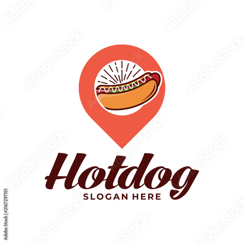 Hotdog Point Location Fast Food Vector Logo. Perfect for food trucks, street food vendors, restaurants, takeaway spots, and culinary branding.