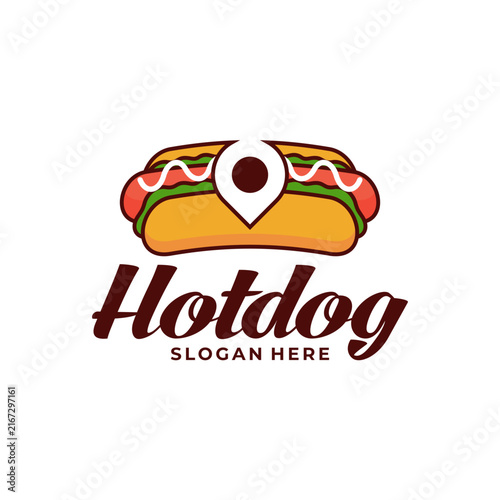 Hotdog Point Location Fast Food Vector Logo. Perfect for food trucks, street food vendors, restaurants, takeaway spots, and culinary branding.