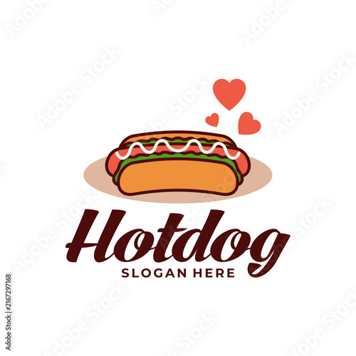 Love with Hotdog Fast Food Vector Logo. Ideal for hotdog stands, food trucks, family diners, fast-food outlets, snack bars, and culinary brand identity.