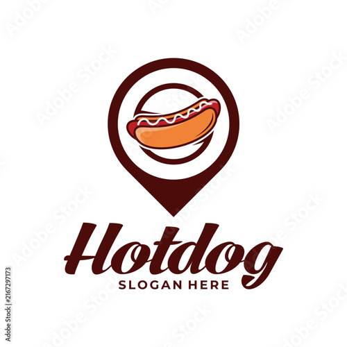 Hotdog Point Location Fast Food Vector Logo. Perfect for food trucks, street food vendors, restaurants, takeaway spots, and culinary branding.