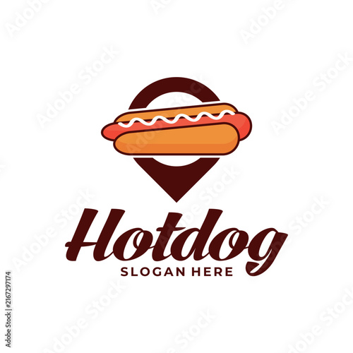 Hotdog Point Location Fast Food Vector Logo. Perfect for food trucks, street food vendors, restaurants, takeaway spots, and culinary branding.