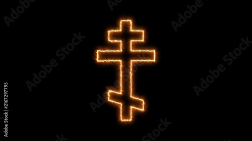 Orthodox cross, motion 4k video with alpha channel