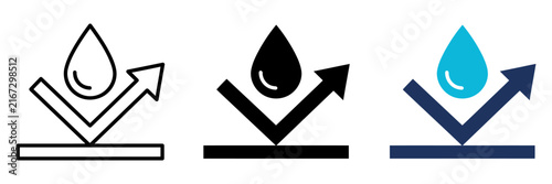Cuadro en lienzo Waterproof material icon set, water resistant surface symbols, hydrophobic coati