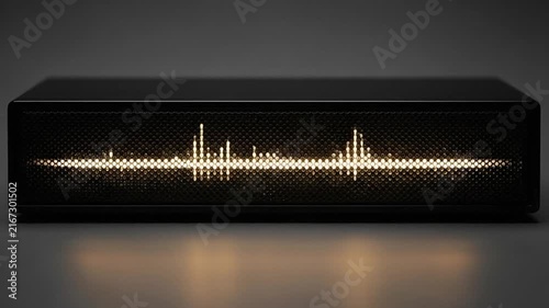 Sound Visualization Device Displaying Audio Waveform in Dark Room.