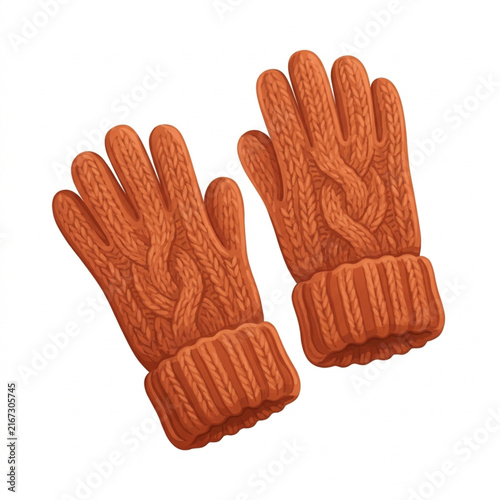 Cozy Warm Winter Gloves Isolated on White Background