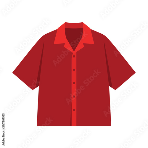 Simple red short sleeve button up shirt icon for casual fashion and summer clothing design Vector