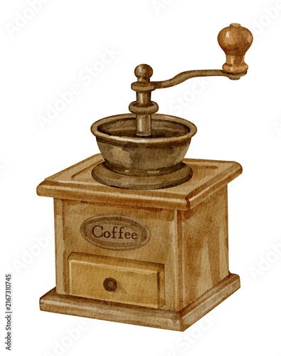 Foto Vintage handled coffee grinder illustration