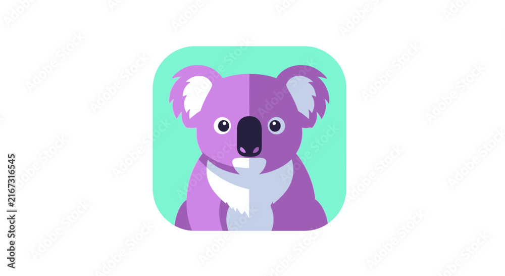 Obraz premium Cute Purple Koala Character Icon, Isolated on Transparent Background