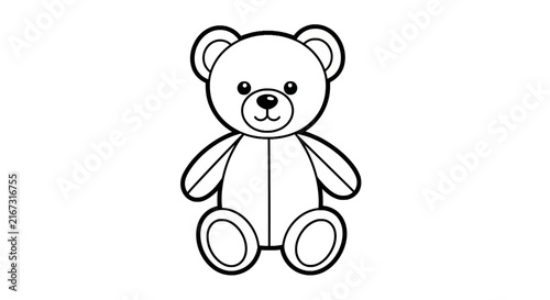 Cute Teddy Bear Outline Drawing Isolated on Transparent Background
