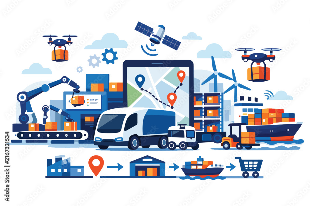 Fototapeta premium Modern logistics and supply chain management with technology and transport