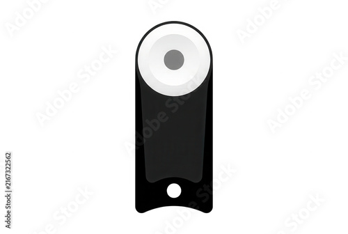 Icono de diseño plano de una cámara web moderna o sensor de seguridad con lente circular sobre un fondo blanco aislado para interfaces digitales y aplicaciones tecnológicas.