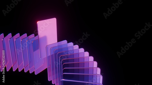 Foto Abstract neon panel glass purple pink light black background with glowing transl