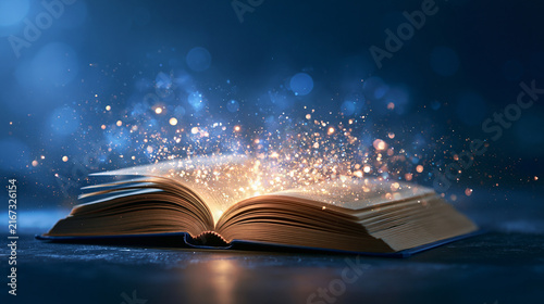 open book with glowing lights