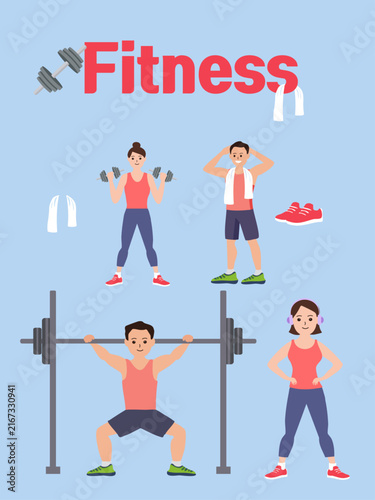 Gym Workout and Fitness Lifestyle Illustration