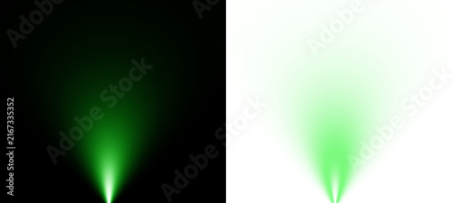 Green Glowing upward vertical light cone beam spotlight effect, Abstract neon energy overlay PNG, green lighting overlay, showroom footlight