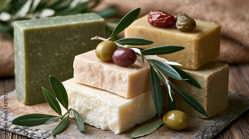 Olive soap.Natural soap. cosmetic, body care, skin care, spa  
