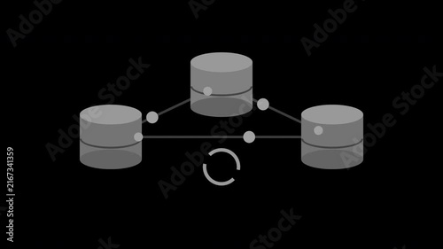 Gray database servers replicating synchronized data on transparent background