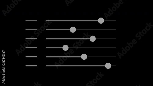 Gray dot plot rankings shifting across horizontal scales on transparent background