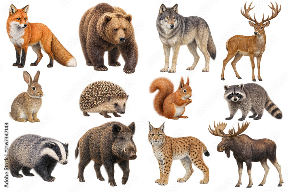 Obraz premium Woodland Forest Animals Collection