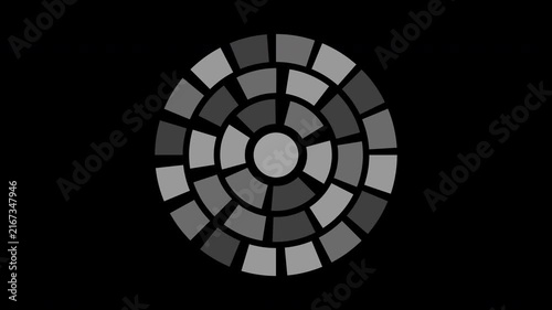 Gray rotating sunburst hierarchy rings on transparent background