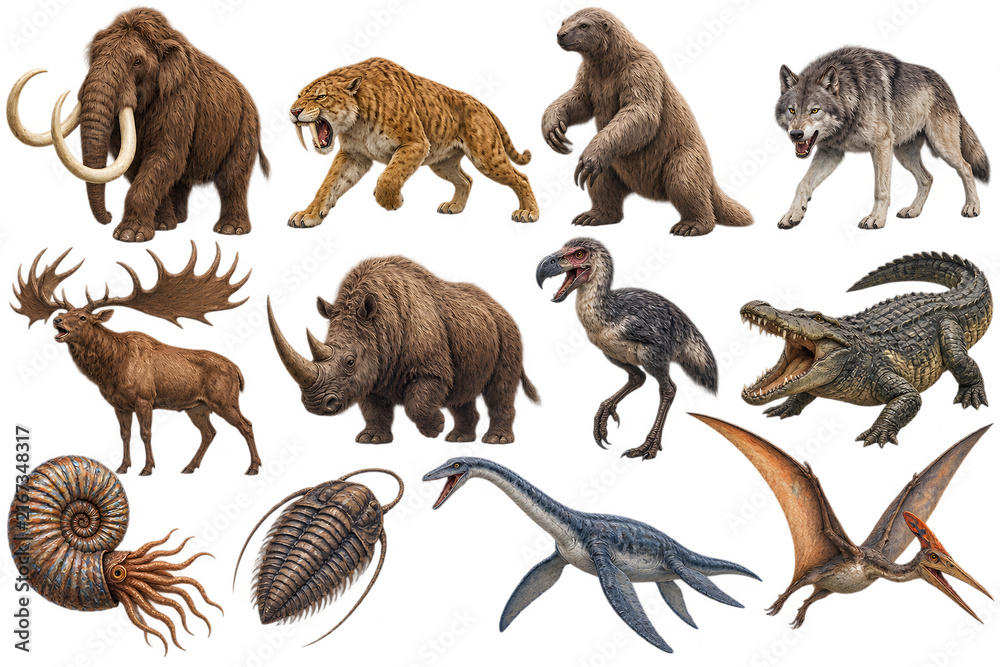 Obraz premium Prehistoric Animals and Ancient Creatures Collection
