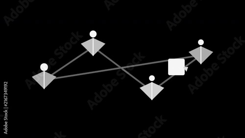 White supply chain route moving packages between hubs on transparent background
