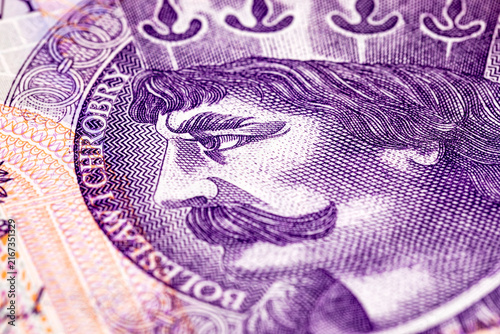 20 Polish zloty banknote featuring King Boleslaw I the Brave. National currency Poland. World money.