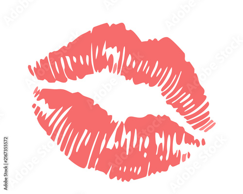 Red lipstick kiss mark vector illustration