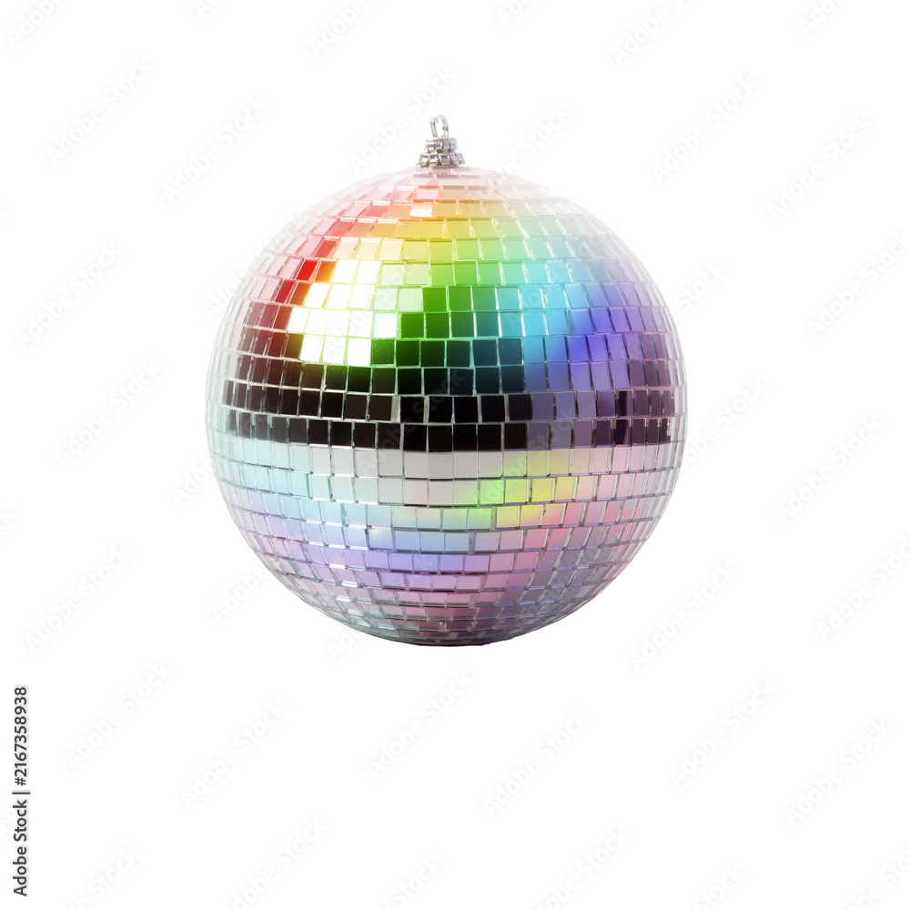 Fototapeta premium disco ball with rainbow reflection isolated on a transparent background