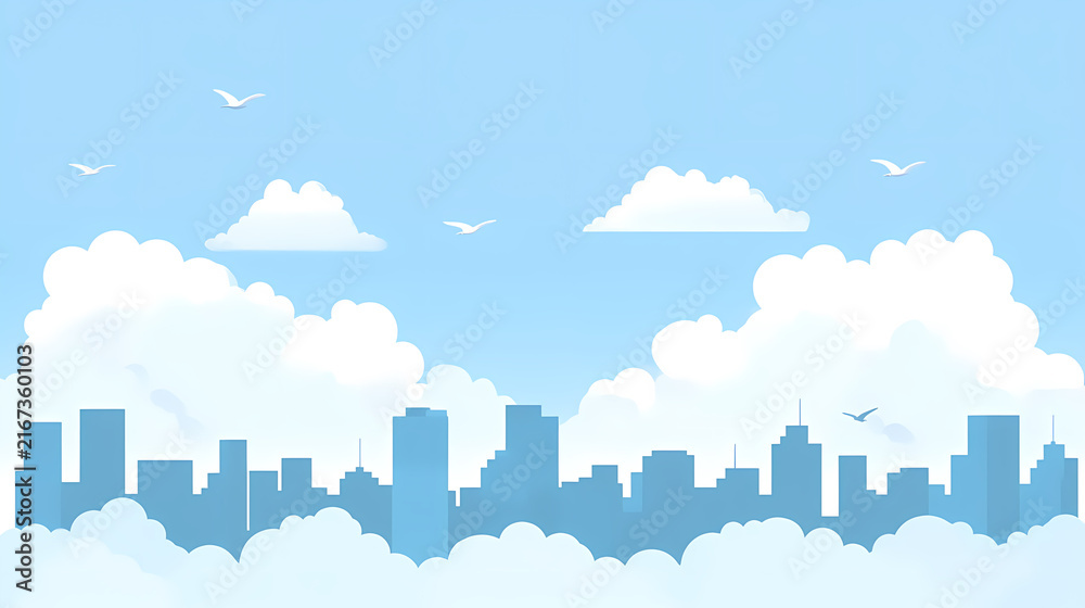 Obraz premium A Clear Blue Sky Over the Cityscape