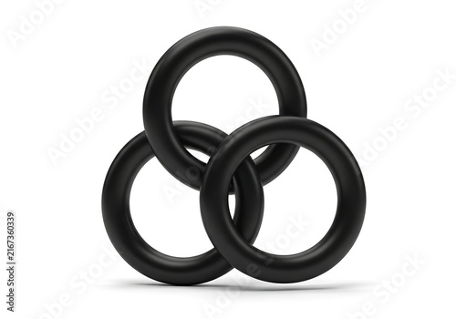 Three interlocking black rings abstract design