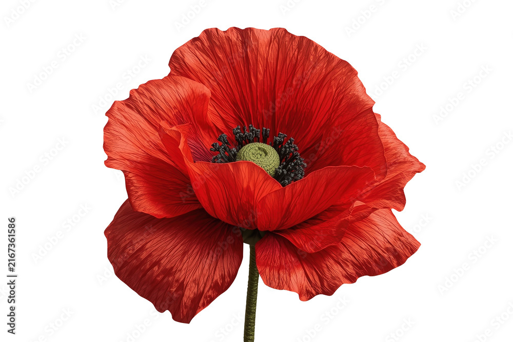 Fototapeta premium Large Red Poppy Flower Front View