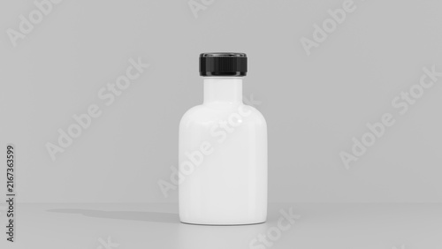 Minimalist White Bottle Mockup with Black Cap Isolated