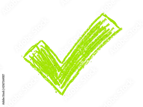 Obraz na płótnie Hand Drawn Lime Green Checkmark Symbol Scribbled Texture for Visual Feedback and Task Completion Indicators