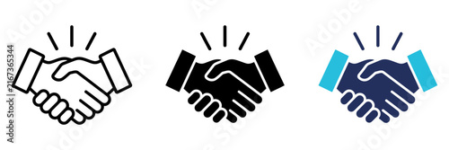 Foto Professional handshake icon set, business partnership symbols in vector format,
