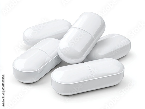 Obraz na płótnie White capsules on plain background 1.
