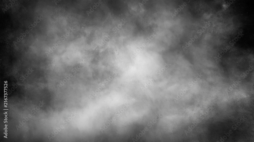 Fototapeta premium Dense clouds of white smoke swirling against a stark black background. Dramatic atmospheric texture for moody design projects or conceptual overlay effects.